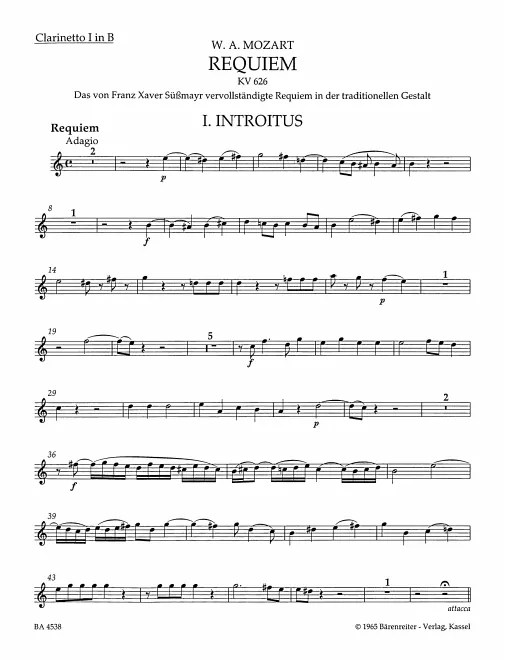 Clarinet 1 (B, substitute to Basset Horn 1)