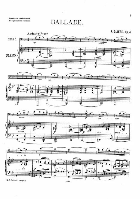 Piano Score, Cello Part