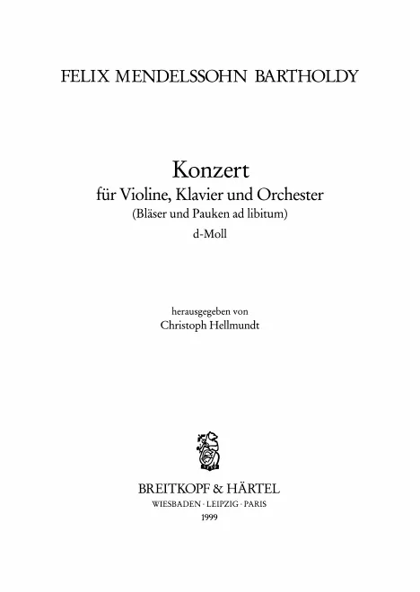 II/8. Doppelkonzert für Violine, Klavier und Orchester MWV O 4