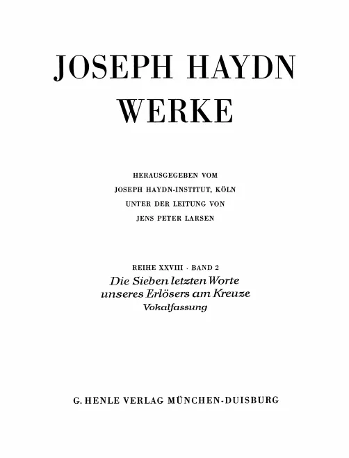 XXVIII/2. Die Sieben Letzten Worte unseres Erlösers am Kreuze (Vokalfassung)