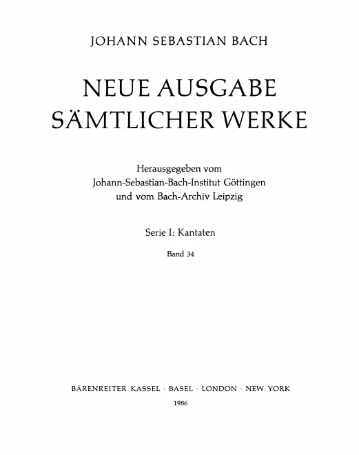 34. Kirchenkantaten verschiedener, teils unbekannter Bestimmung