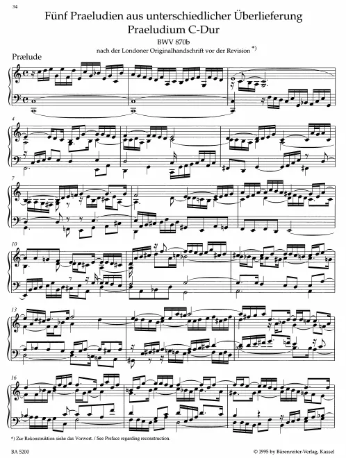 1b. Præludium in , BWV 870b (Copy from London Manuscript)