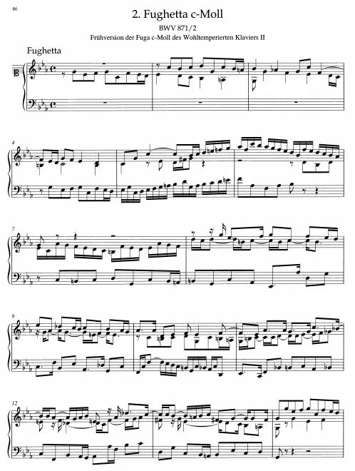 2. Fughetta in , BWV 871/2 (Early Version)