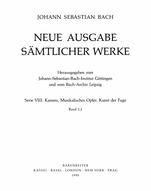 2/2. Die Kunst der Fuge, Teilband 2: Ausgabe nach den autographen Quellen