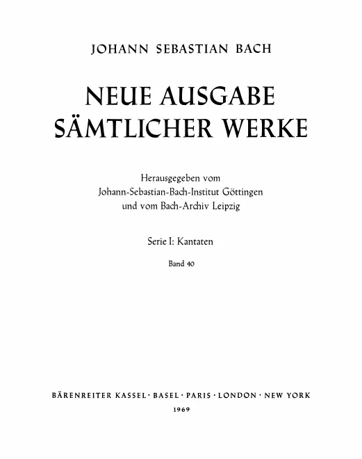 40. Hochzeitskantaten und Weltliche Kantaten verschiedener Bestimmung