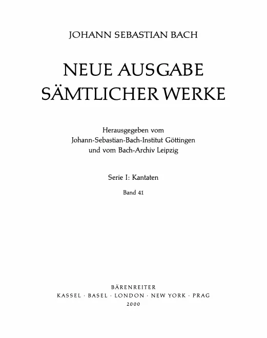 41. Varia: Kantaten, Quodlibet, Einzelsätze, Bearbeitungen