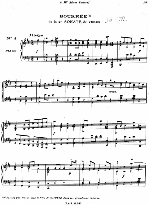 4. Bourrée from Violin Sonata No.2