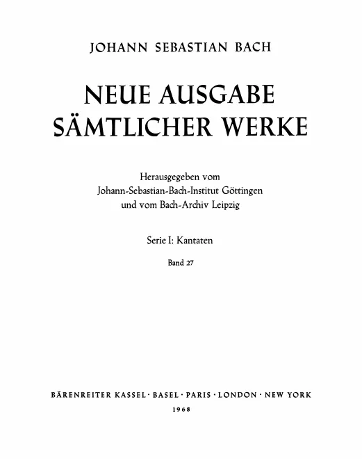 27. Kantaten zum 24. bis 27. Sonntag nach Trinitatis