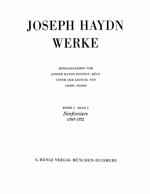 I/6. Sinfonien 1767-1772
