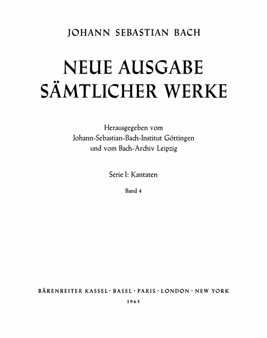 4. Kantaten zu Neujahr und zum Sonntag nach Neujahr