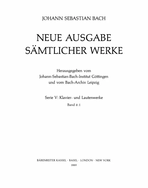 6/1. Das Wohltemperierte Klavier I