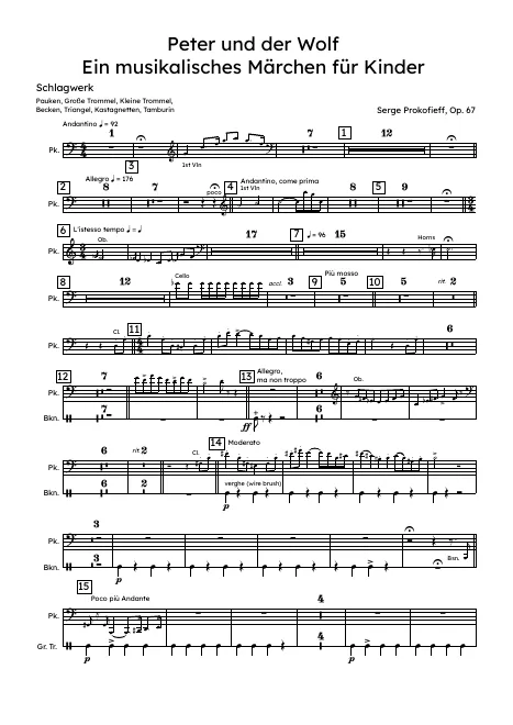Timpani/Bass Drum/Snare Drum/Cymbals/Triangle/Castanets/Tambourine