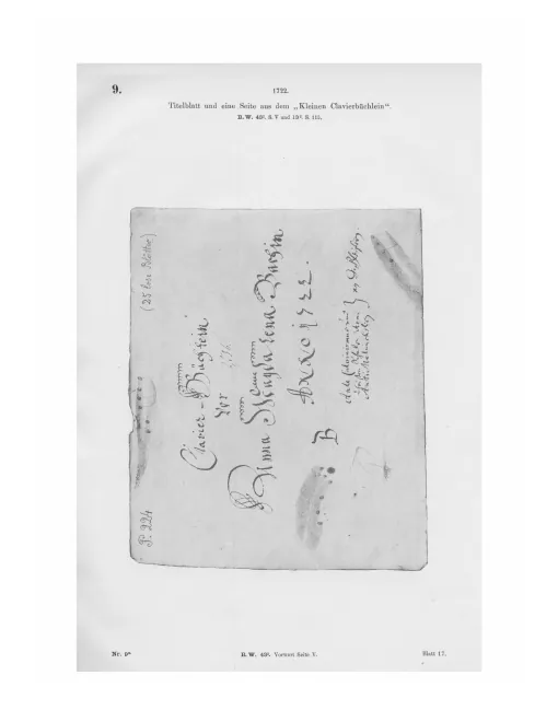 Autograph Title Page and a Gavotte from "Kleine Clavierbuchlein"