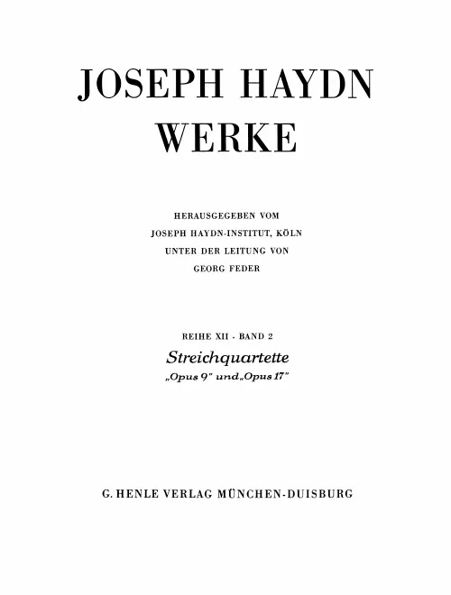 XII/2. Streichquartette "opus 9" und "opus 17"