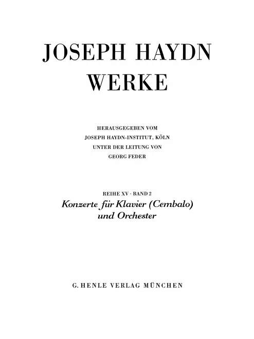 XV/2. Konzerte für Klavier (Cembalo) und Orchester