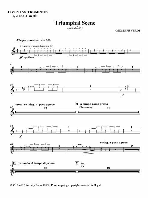 Egyptian Trumpet 1, 2, 3 (A), 4, 5, 6 (B)