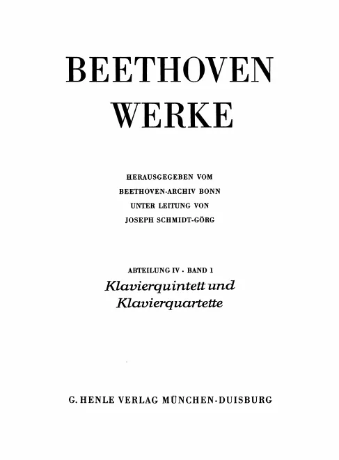 1. Klavierquintett und Klavierquartette