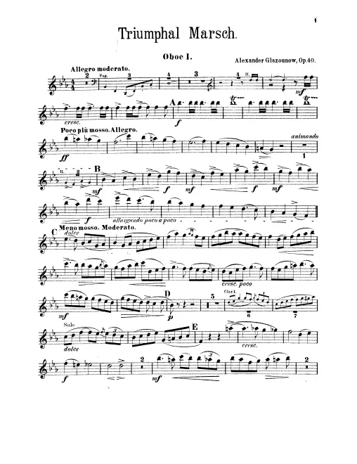 Oboe 1, 2, Contralto Oboe (Oboe d'amore)