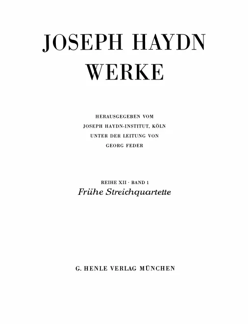 XII/1. Frühe Streichquartette