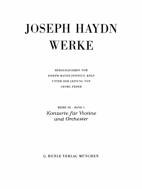 III/1. Konzerte für Violine und Orchester