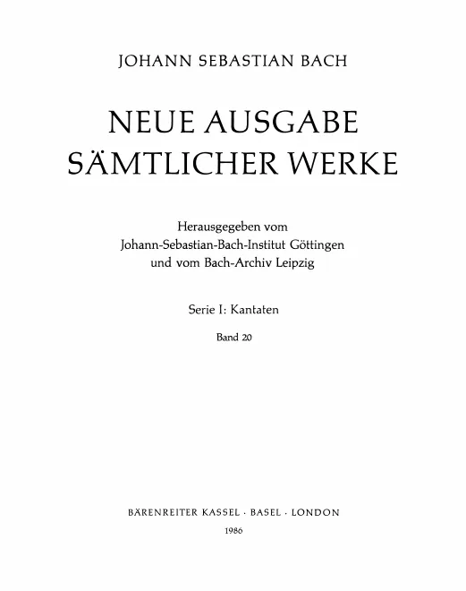 20. Kantaten zum 11. und 12. Sonntag nach Trinitatis