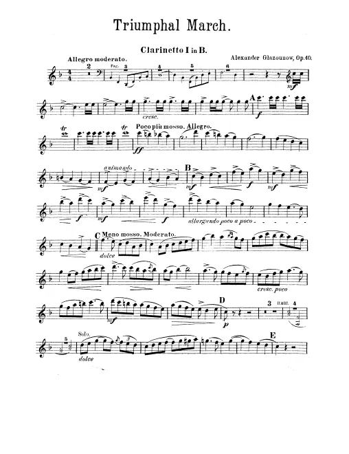 Clarinet 1, 2, 3, Bass Clarinet (B)