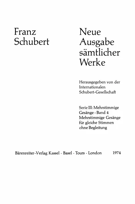 4. Mehrstimmige Gesänge für gleiche Stimmen ohne Begleitung