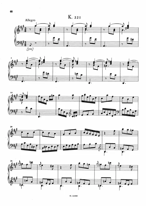 First page of Keyboard Sonata in A major