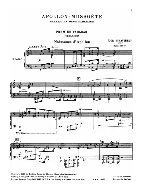 First page of Apollon musagète