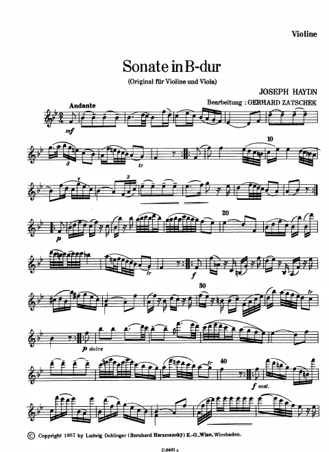 First page of Duo in B-flat major