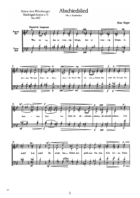 First page of Abschiedslied