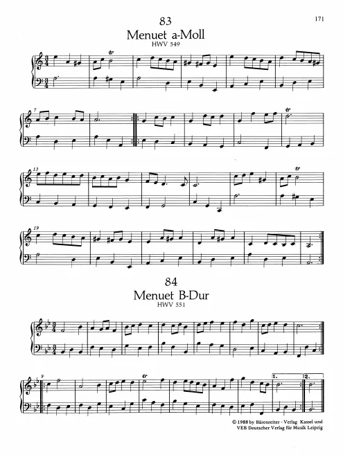 First page of Minuet in A minor