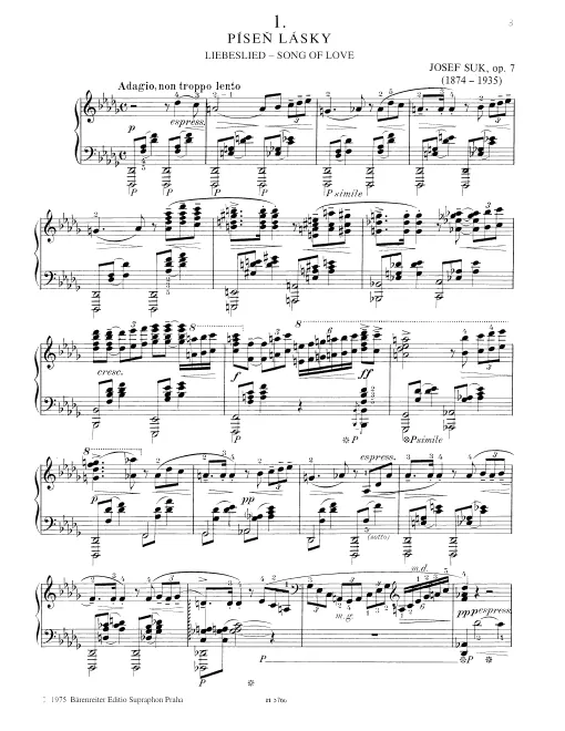 First page of Klavírní skladby [Piano Pieces]