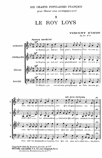 First page of 6 chants populaires français (Set 1), Op. 90
