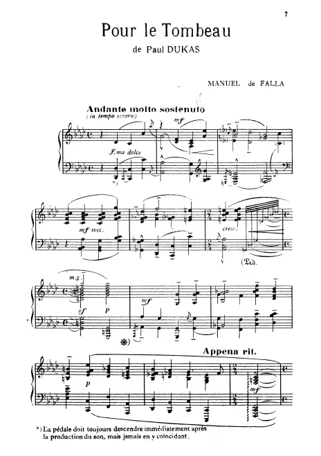 First page of Pour le tombeau de Paul Dukas