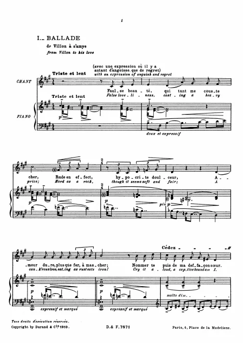First page of Trois Ballades de François Villon