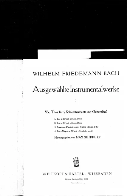 First page of Trio a 2 Flauti e Basso, D dur