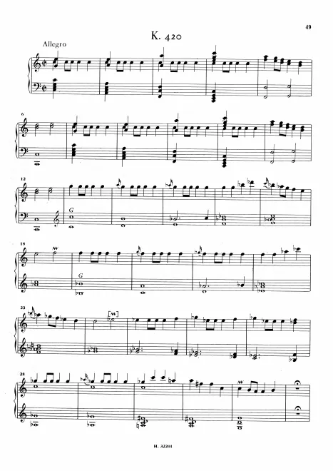 First page of Keyboard Sonata in C major