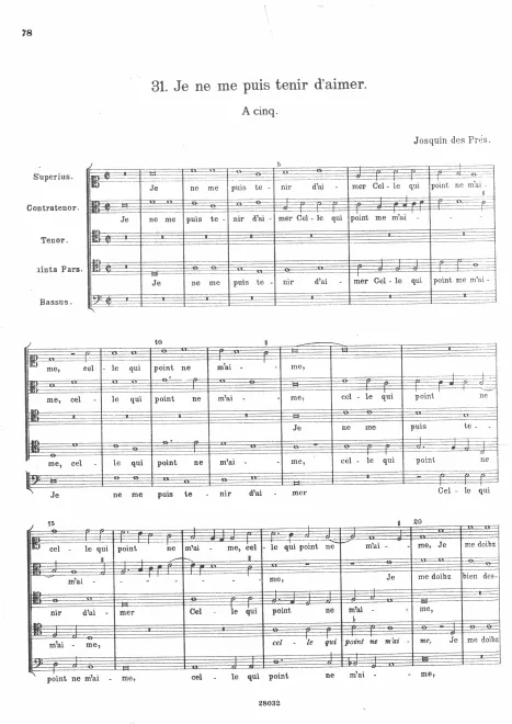 First page of Je ne me puis tenir d'aimer