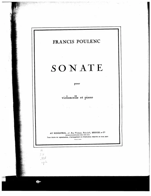 First page of Sonate pour Violoncelle et Piano