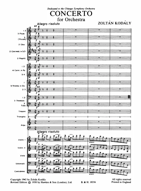 First page of Concerto for Orchestra