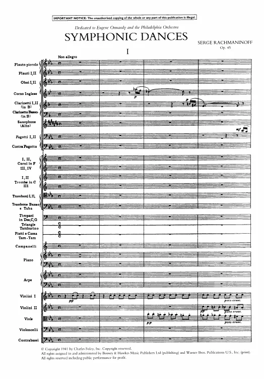 First page of Symphonic Dances