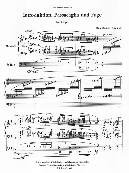 First page of Introduktion, Passacaglia und Fuge für Orgel