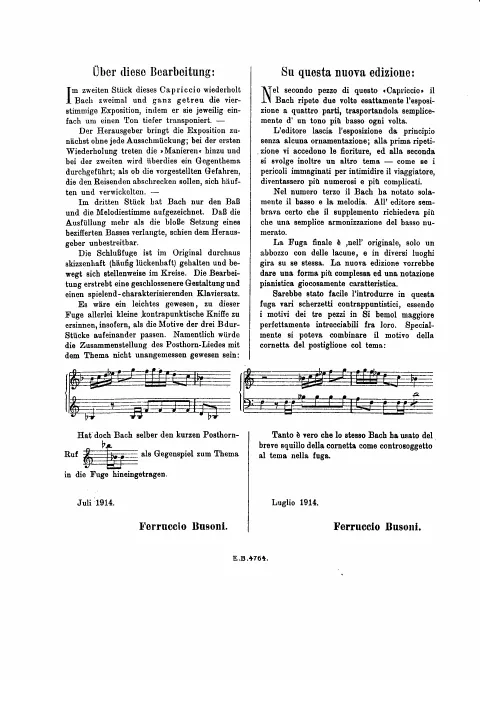 First page of Capriccio sopra la lontananza del suo fratello dilettissimo