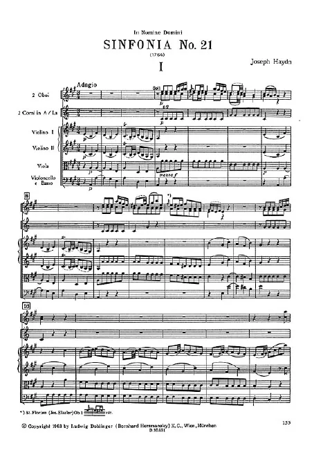 First page of Symphony No.21 in A major