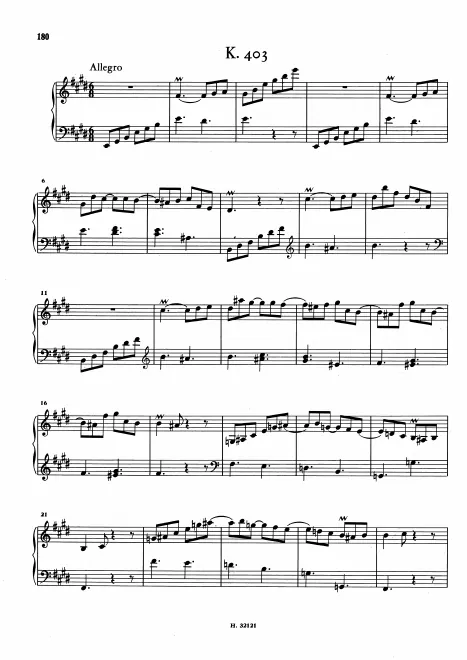 First page of Keyboard Sonata in E major