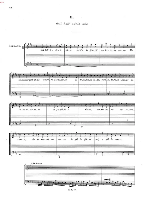 First page of Del bel idolo mio