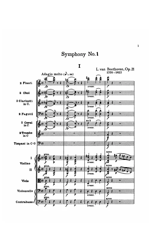 First page of Symphony No.1 in C major