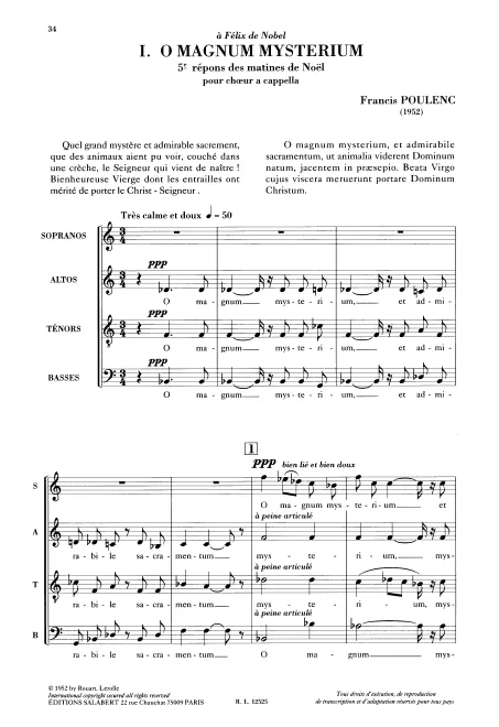 First page of Quatre motets pour le temps de Noël