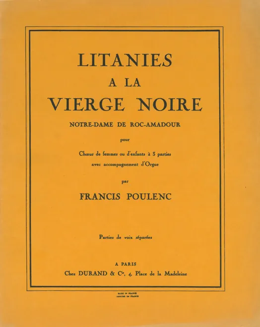 First page of Litanies à la Vierge Noire (Notre-Dame de Roc-amadour)